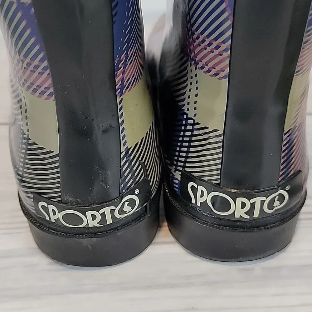 Sporto Evi Plaid Women's Rain Boots Size 8